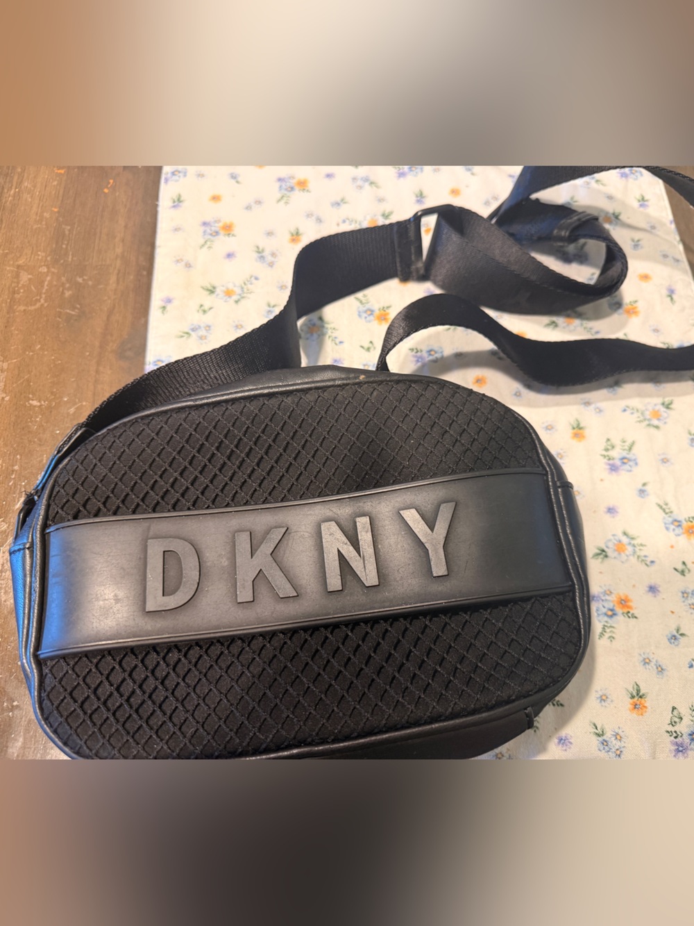 DKNY Black Quilted Logo Belt Bag